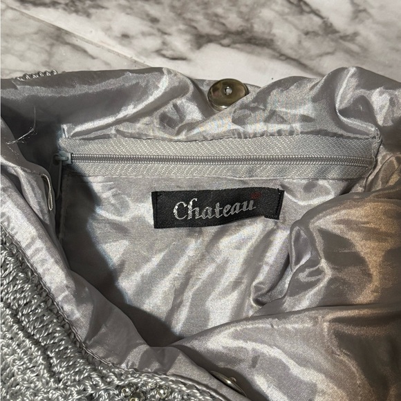 Elegant Silver Beaded Crocheted Women's Bag - Picture 8 of 9